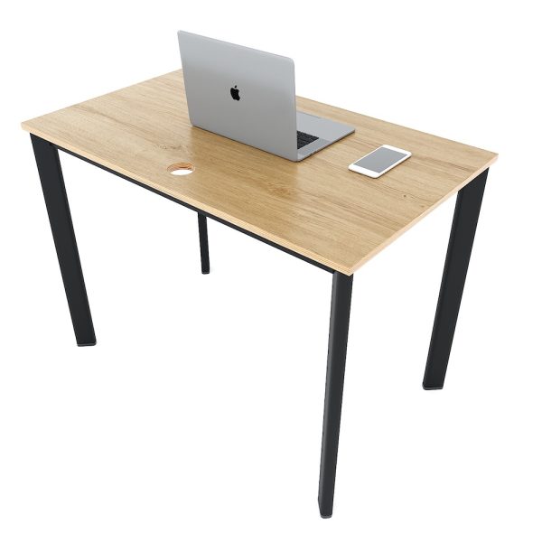 Bàn làm việc 100x60cm gỗ Plywood phủ melamin chân sắt Oval HBOV032