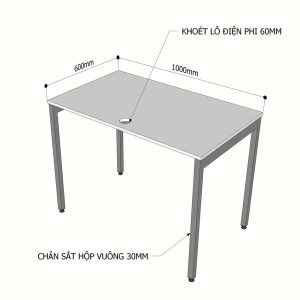 Bàn làm việc 100x60cm gỗ Plywood phủ melamin chân hệ Slean HBSL002