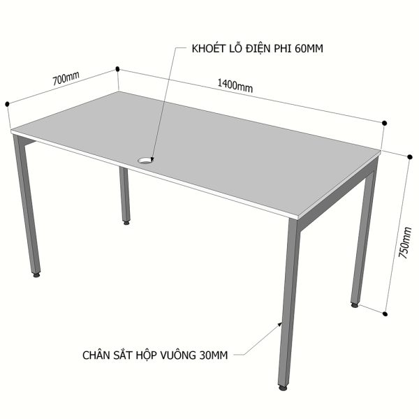 Bàn làm việc 120x70cm gỗ Plywood phủ melamin chân hệ Slean HBSL006