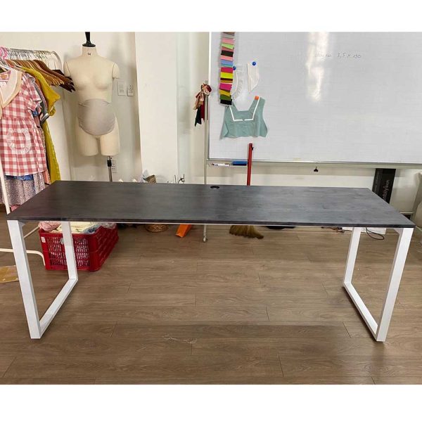 Bàn làm việc 200x60cm gỗ cao su hệ Rectang lắp ráp - HBRT036