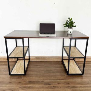 Bàn làm việc chân kết hợp kệ gỗ khung sắt BD68091