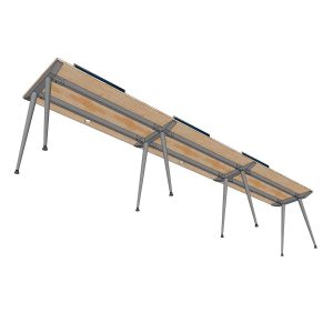 Bàn cụm 3 chỗ 360x60cm gỗ cao su chân sắt hệ CONE HBCO061