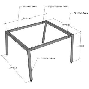 HBAT013 - Bàn cụm 2 120x120 Aton Concept chân sắt lắp ráp