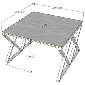 Bàn cụm 2 120x120cm gỗ Plywood phủ melamin hệ Xconcept HBXC036