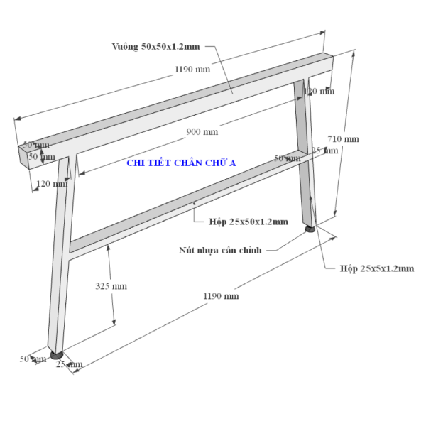 Bàn cụm 4  240x120 AConcept chân sắt lắp ráp