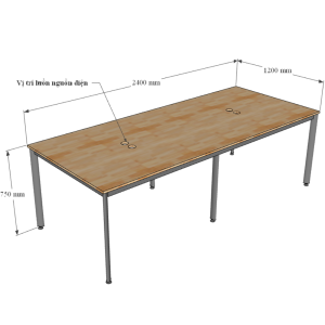 Bàn cụm 4 240x120 hệ Oval Concept lắp ráp