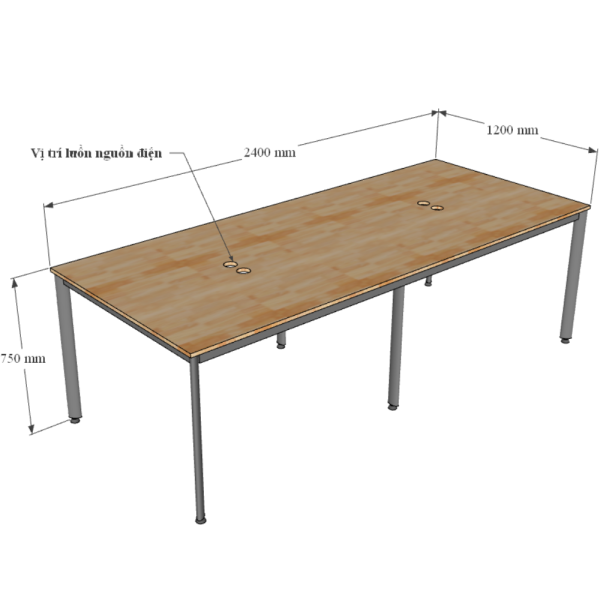 Bàn cụm 4 240x120 hệ Oval Concept lắp ráp
