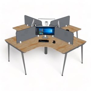 Bàn cụm 4 chỗ ngồi hình chữ thập 240x240cm chân sắt lắp ráp hệ CONE HBCO053