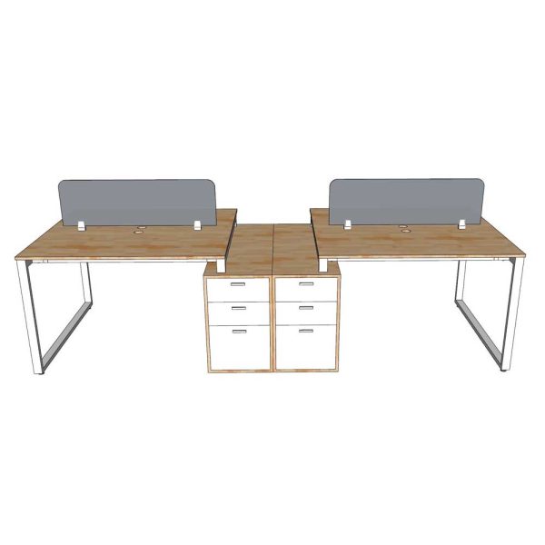 Bàn cụm 4 chân tủ gỗ tự nhiên hệ RECTANG HBRT072