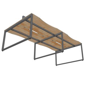 Bàn cụm 4 chỗ ngồi 280x140cm gỗ cao su chân sắt HBRT076