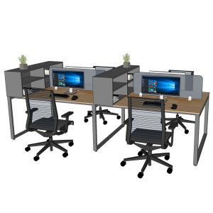 Bàn cụm 4 chỗ ngồi 300x140cm kèm kệ để hồ sơ tài liệu HBRT078