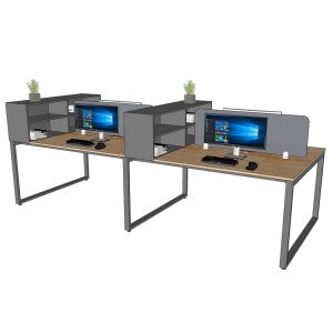 Bàn cụm 4 chỗ ngồi 300x140cm kèm kệ để hồ sơ tài liệu HBRT078