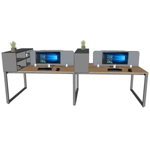 Bàn cụm 4 chỗ ngồi 300x140cm kèm kệ để hồ sơ tài liệu HBRT078