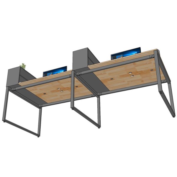 Bàn cụm 4 chỗ ngồi 300x140cm kèm kệ để hồ sơ tài liệu HBRT078