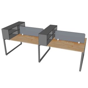 Bàn cụm 4 chỗ ngồi 300x140cm kèm kệ để hồ sơ tài liệu HBRT078