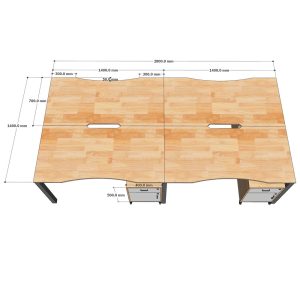 Bàn cụm 4 chỗ ngồi 280x140cm kèm tủ di động HBUC060