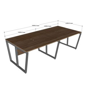 Bàn cụm 4 người có tấm chắn 240x120cm gỗ plywood chân lắp ráp HBTC050