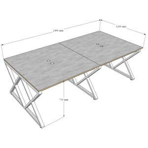 Bàn cụm 4 240x120cm gỗ Plywood phủ melamin chân Xconcept HBXC038