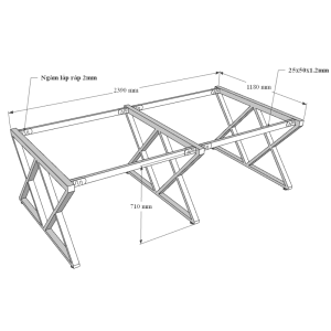 Bàn cụm 4 240x120cm gỗ Plywood phủ melamin chân Xconcept HBXC038