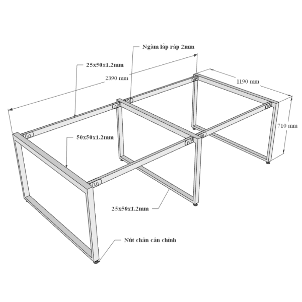 chân sắt lắp ráp cho bàn cụm 4 người ngồi