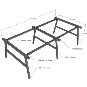 Bàn cụm 4 240x120cm gỗ Plywood phủ melamin chân sắt Aconcept HBAC041