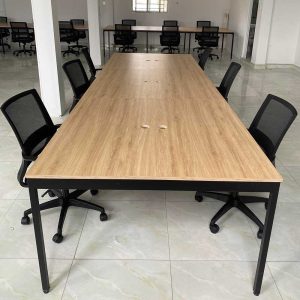 Bàn cụm 6 360x120cm gỗ Plywood phủ melamin chân sắt hệ Slean HBSL028