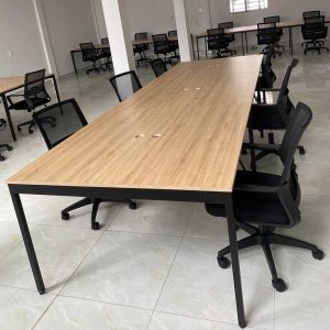 Bàn cụm 6 360x120cm gỗ Plywood phủ melamin chân sắt hệ Slean HBSL028