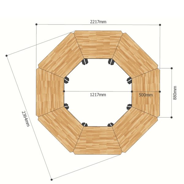 Module Bàn Cụm 8 gỗ Plywood hệ Lego chân sắt Oval HBLG020