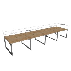 Bàn cụm 8 chỗ ngồi 480x120cm gỗ cao su chân sắt Rectang HBRT088