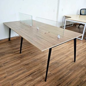 Bàn cụm 4 chỗ 240x120cm gỗ plywood chân sắt hệ Đa Giác HDG012