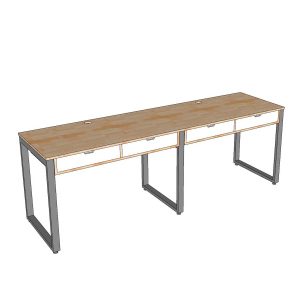 Cụm bàn 2 người có ngăn tủ 220x60cm gỗ cao su hệ Rectang HBRT097