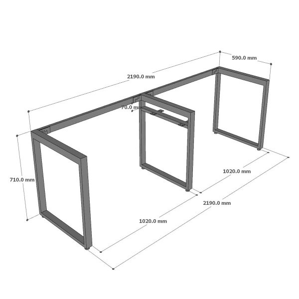 Cụm bàn 2 người có ngăn tủ 220x60cm gỗ cao su hệ Rectang HBRT097