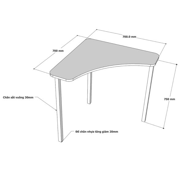 Bàn module 70x70cm gỗ cao su chân sắt HBLG035