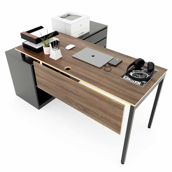 Bàn giám đốc 160x140 gỗ Plywood phủ melamin chân sắt Slean HBSL026