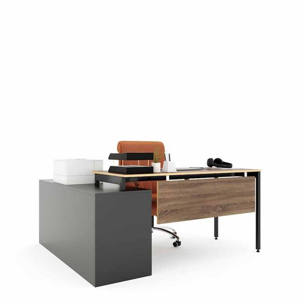 Bàn giám đốc 160x140 gỗ Plywood phủ melamin chân sắt Slean HBSL026