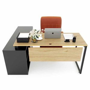 Bàn giám đốc 160x140 gỗ Plywood phủ melamin chân sắt Slean HBSL026