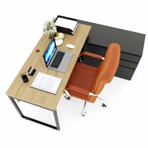 Bàn giám đốc 160x140 gỗ Plywood phủ melamin chân sắt Slean HBSL026