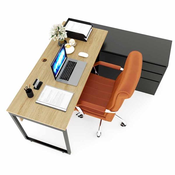Bàn giám đốc 160x140 gỗ Plywood phủ melamin chân sắt Slean HBSL026