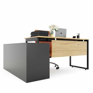 Bàn giám đốc 160x140 gỗ Plywood phủ melamin chân sắt Slean HBSL026