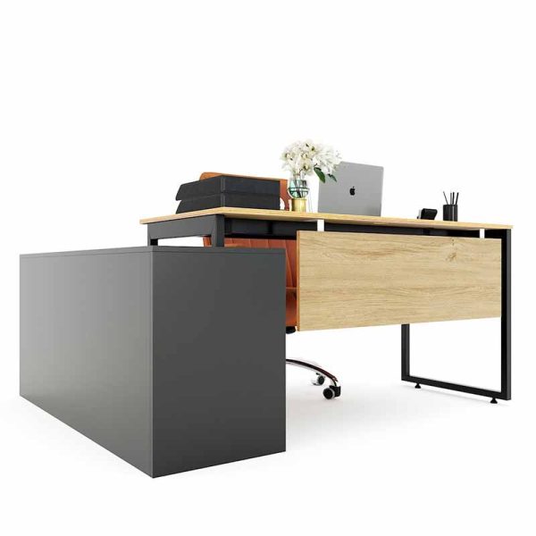 Bàn giám đốc 160x140 gỗ Plywood phủ melamin chân sắt Slean HBSL026