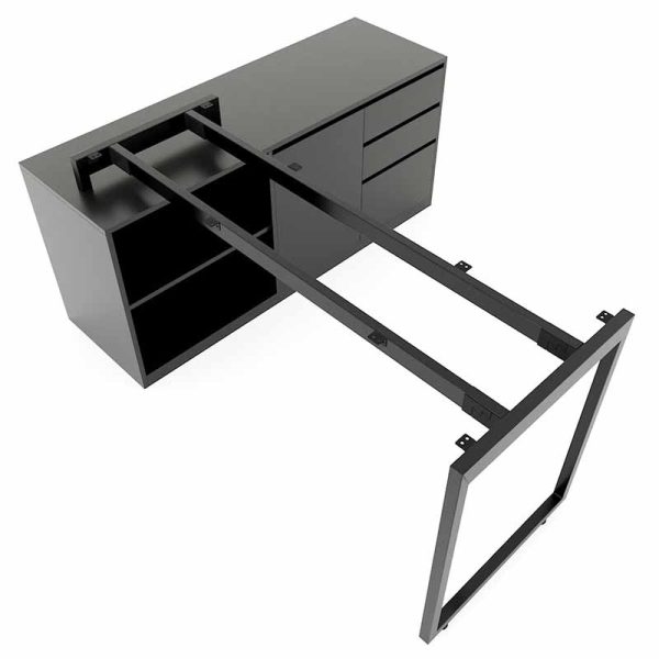 Bàn giám đốc 160x140 gỗ Plywood phủ melamin chân sắt Slean HBSL026