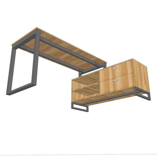 Bàn giám đốc chân bàn gác tủ gỗ cao su chân sắt BGD68063
