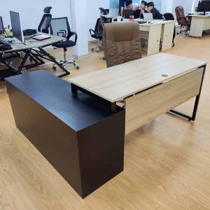 Bàn giám đốc 160x140 gỗ Plywood phủ melamin chân sắt Slean HBSL026