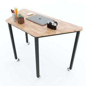 bàn cụm 3 gỗ cao su chân sắt lắp ráp