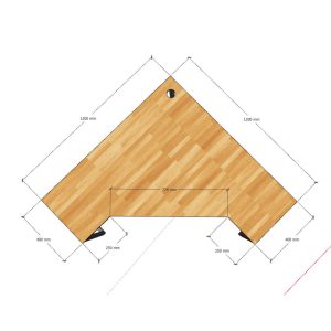 Bàn làm viêc góc chữ L 120x120cm gỗ cao su chân lắp ráp CD68025