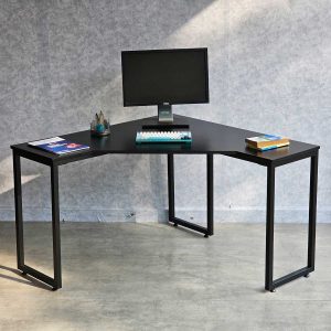 Bàn làm viêc góc chữ L 120x120cm gỗ cao su chân lắp ráp CD68025