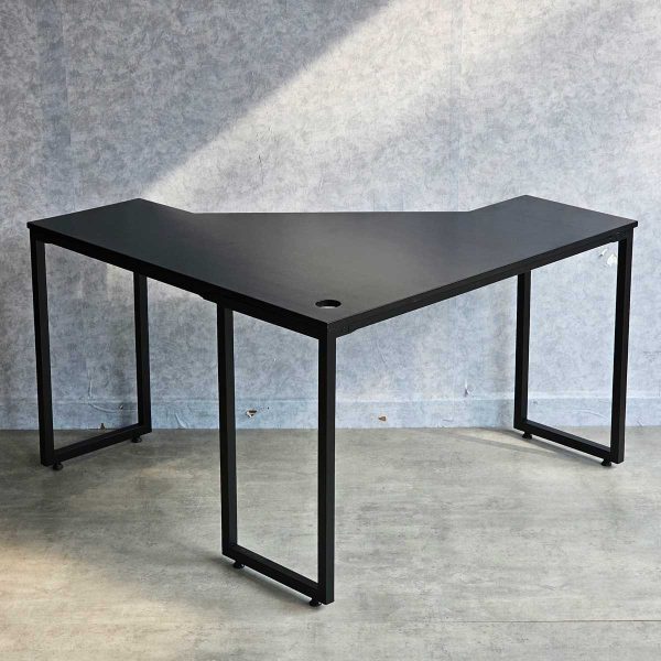 Bàn làm viêc góc chữ L 120x120cm gỗ cao su chân lắp ráp CD68025