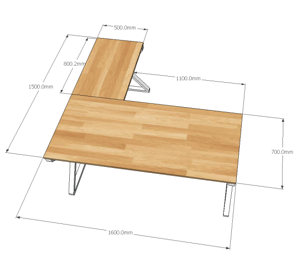 HBXC021 - Bàn góc chữ L 160x150 XConcept