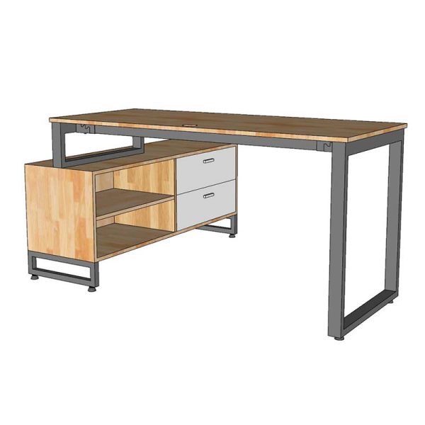 Bàn giám đốc chân bàn gác tủ gỗ cao su chân sắt BGD68063