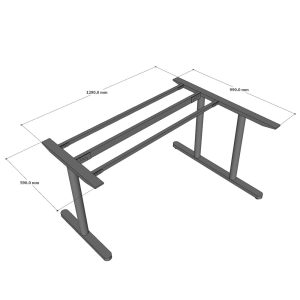Bàn góc chữ L liền mặt bàn plywood chân sắt hệ TIO HBTO017